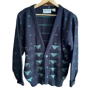 Vintage MTO International Acrylic Sweater Size XL Geometric Stripes 90’s